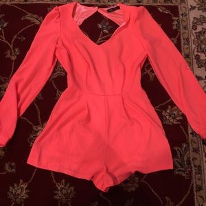 Hot pink open back romper !