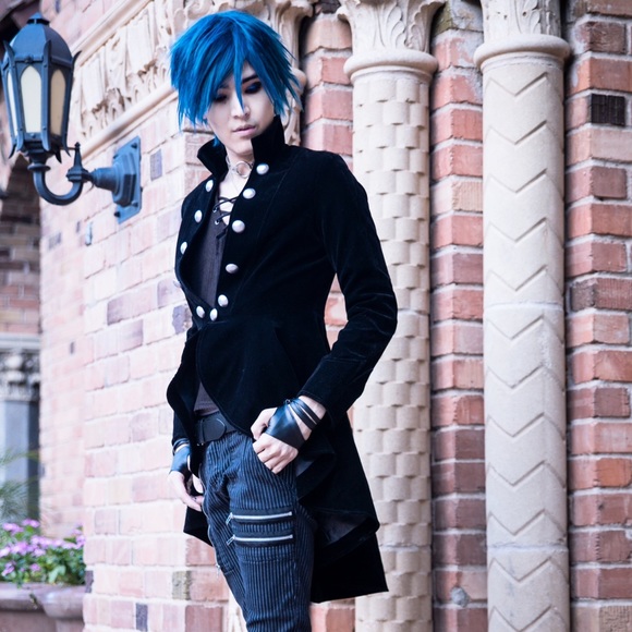 Black Velvet Tailcoat Silver Buttons Gothic Pirate - Picture 1 of 4