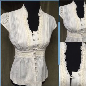 Odille ivory Victorian cap Sleeves blouse, 4