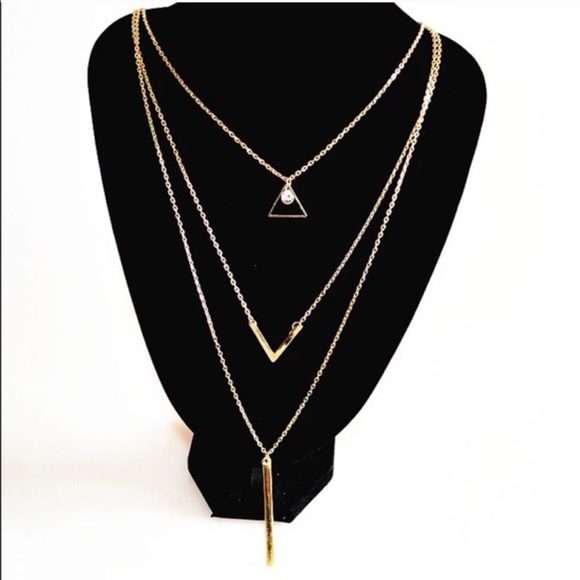 Triangle Bar Layered Necklace - Picture 3 of 3