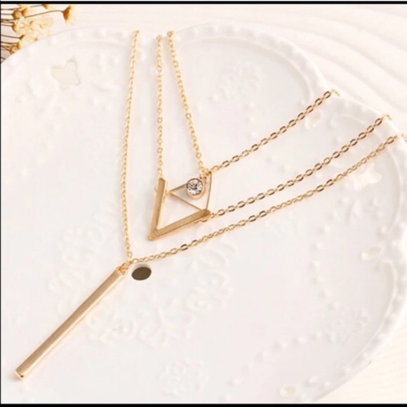 Triangle Bar Layered Necklace - Picture 2 of 3