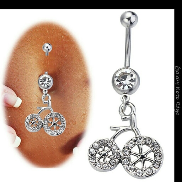 Rhinestone bike belly button ring