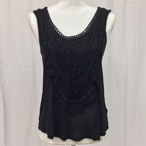 Beaded Black Tank Top