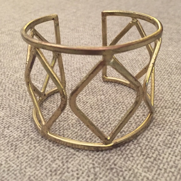 Geometric Gold Bangle - Picture 2 of 4