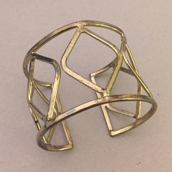 Geometric Gold Bangle - Picture 3 of 4
