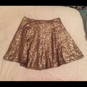 Tobi gold sequined skater skirt