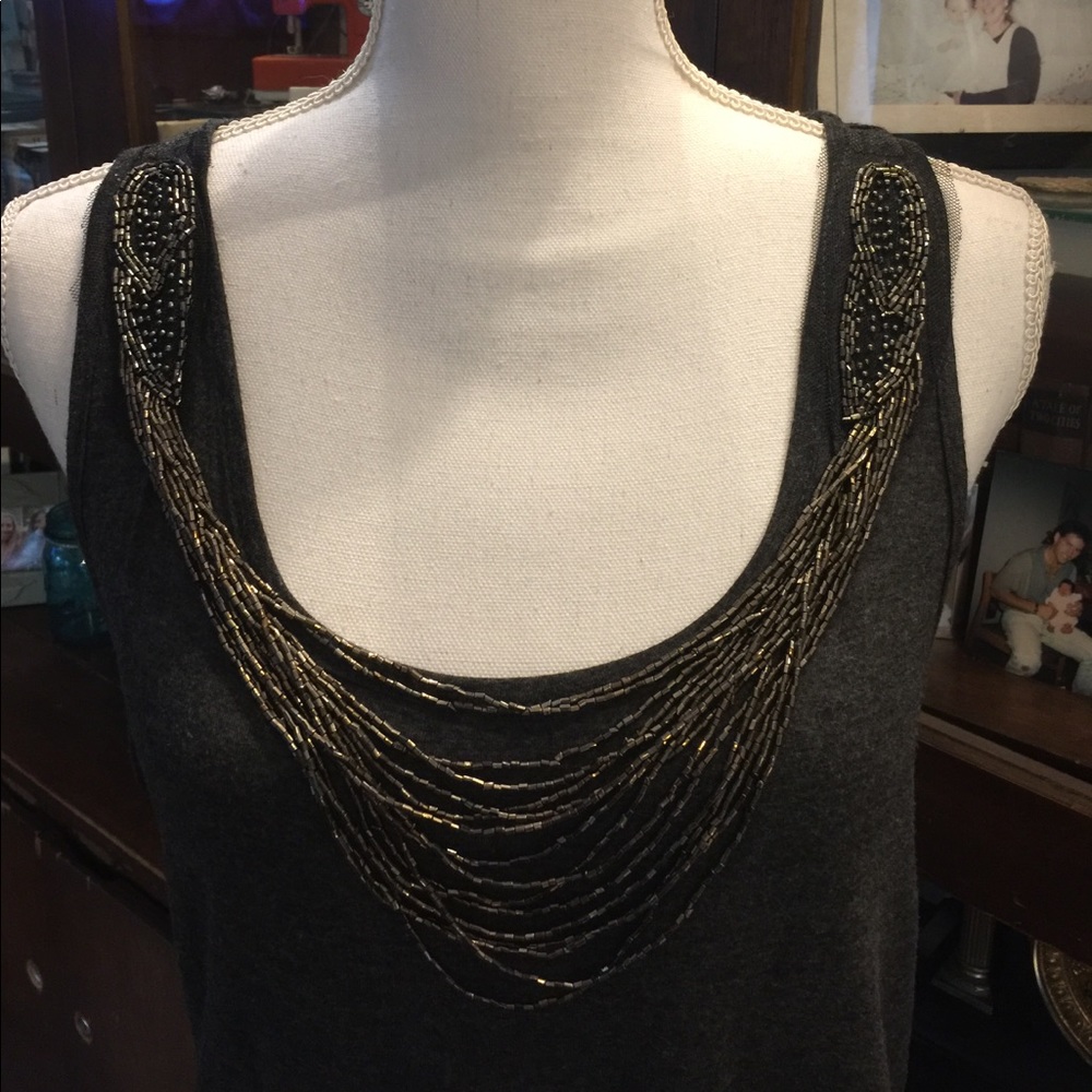 Charlotte Russe Charcoal Beaded Top!!