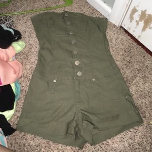 Olive strapless romper