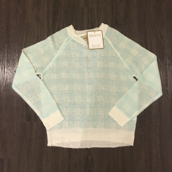🌙 SALE! ✨ Wildfox Blue Gingham Mini 70's Sweater - Picture 3 of 3