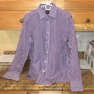 Mens medium Hugo Boss purple checkered button down
