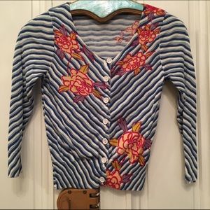 Anthropologie Printed Crop Cardigan