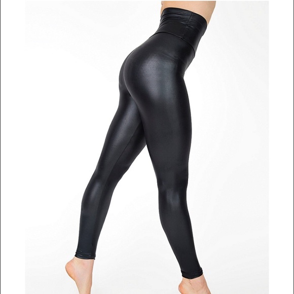 American Apparel Shiny Black High Waisted Leggings