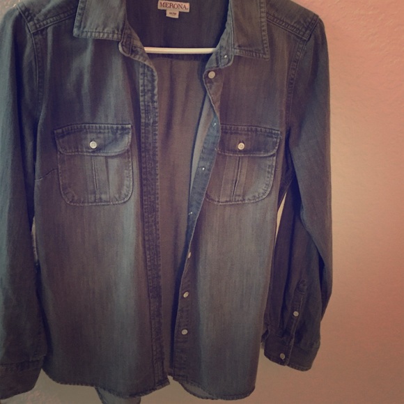 Grey Denim Button Down Shirt