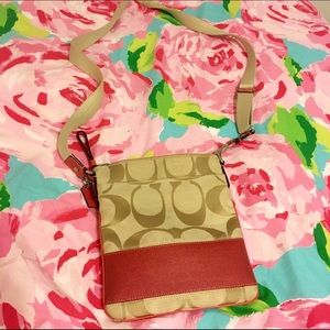 Coach Coral/Tan Crossbody Purse