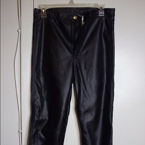 High waisted faux leather pants
