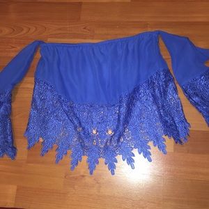Royal blue / lace off the shoulder top