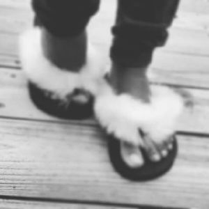 furry flip flops. ??