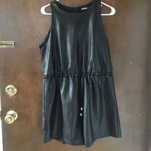 Miss Guided faux leather romper black