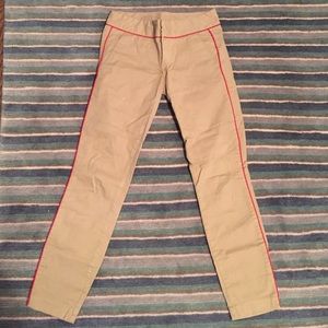 J.Crew beige chino pants with red piping. Size 00.