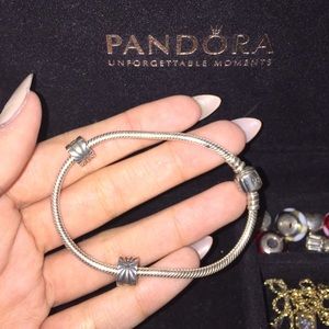 Pandora Silver Charm Bracelet w/ Spacers!