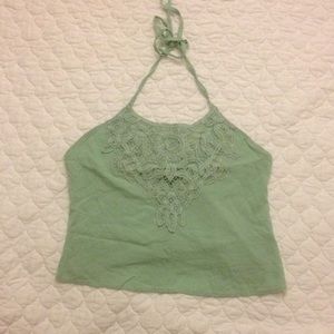 Teal crochet halter top