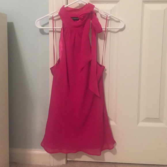 Express Hot Pink High Neck Top with Bow