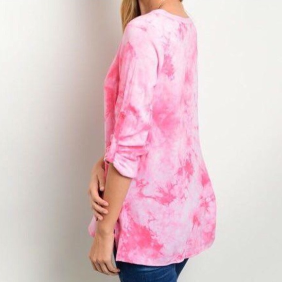 Trendy Tie Dye Top in Perfect Pink Large - Picture 2 of 4