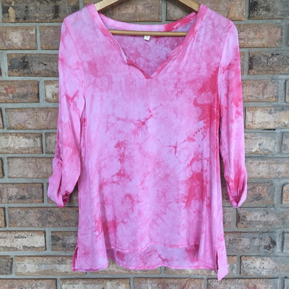 Trendy Tie Dye Top in Perfect Pink Large - Picture 3 of 4