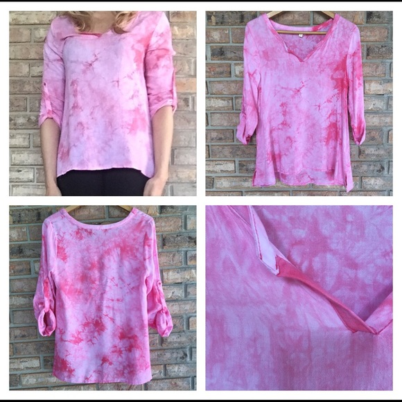 Trendy Tie Dye Top in Perfect Pink Large - Picture 4 of 4