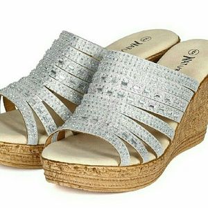 Nature Breeze Women Glitter Mixed Wedge sandals