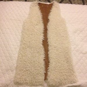 Long faux fur vest, reversible