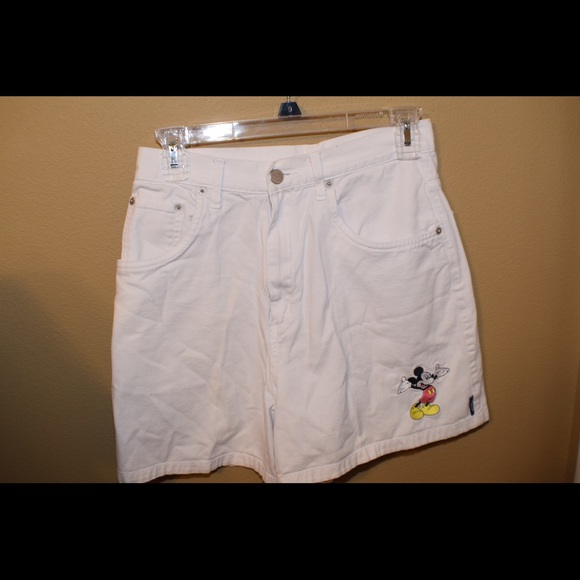 Vintage high rise white Mickey shorts