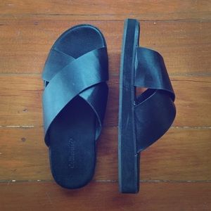 Black slide sandals
