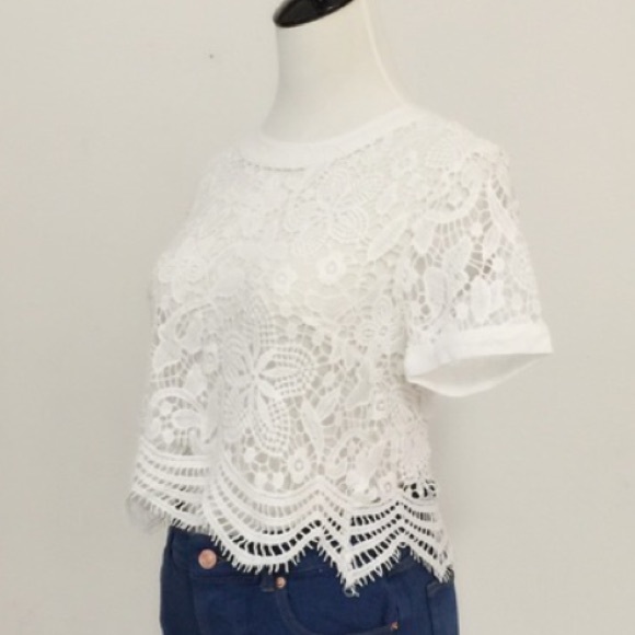 All Over Lace Short Sleeve Top - Picture 2 of 4