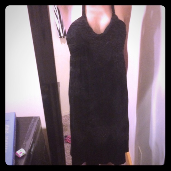 Simple black halter dress