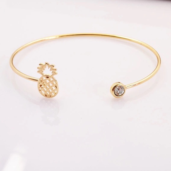 Pineapple and clear stone bangle bracelet