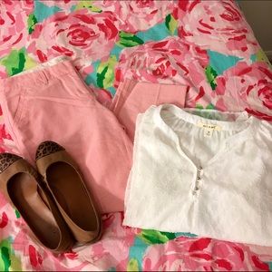 EUC J. Crew Preppy Pink Cropped Skimmer Pant