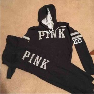 Trade only Vs speckled pink 2pc outfit black gray