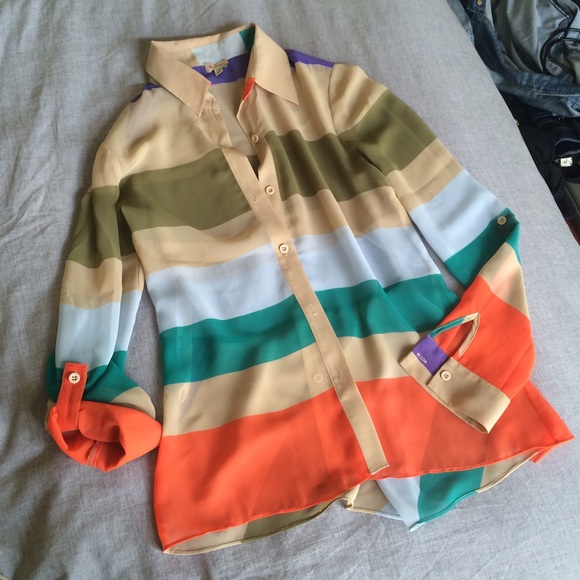 Cremieux Multicolor Stripe Button Up Blouse :: XS