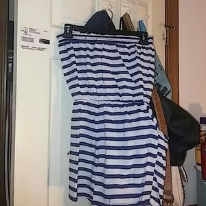 Blue & white striped romper