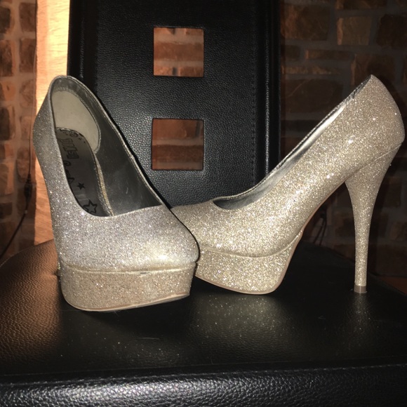 Gold sparkly heels