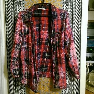 Trendy Bleached pink plaid button down