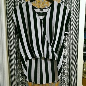 High-low striped blouse