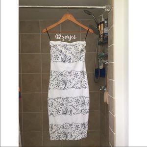 BEBE lace style body on midi tube top dress