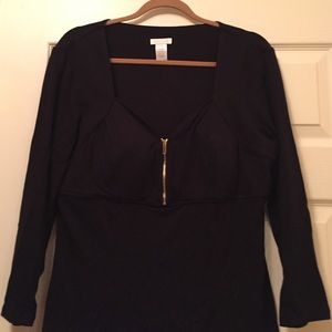 Black dressy zipper stretch top bra top