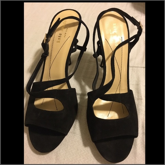New! - KATE SPADE Suede Slingback Black Heels Sz 8