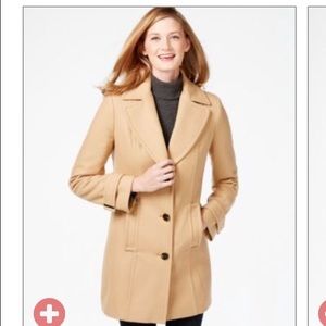 Calvin Klein Seamed Walker Coat in Camel Color