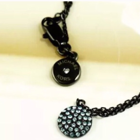 MICHAEL KORS Light Blue Pavé Disc Pendant Necklace
