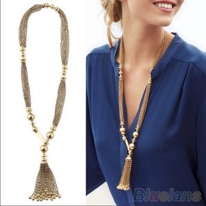 NIP Gold & black tassel necklace