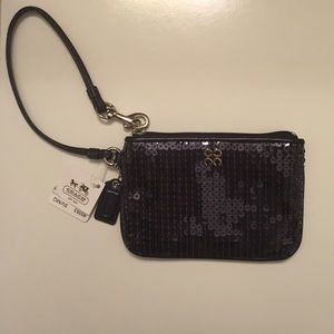 Navy Coach Sparkle Wristlet